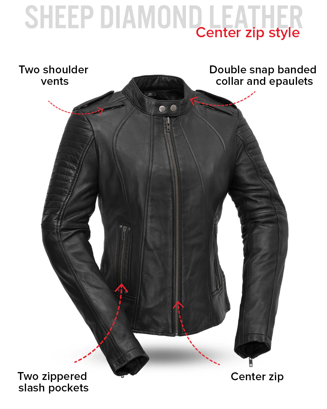 Biker - Women's Motorcycle Leather Jacket - Image 7
