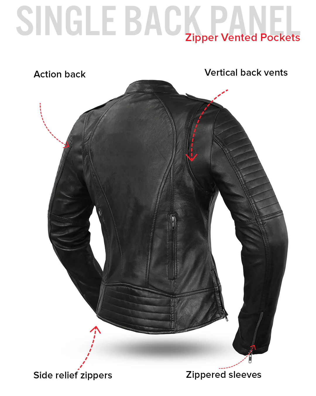 Biker - Women's Motorcycle Leather Jacket - Image 8