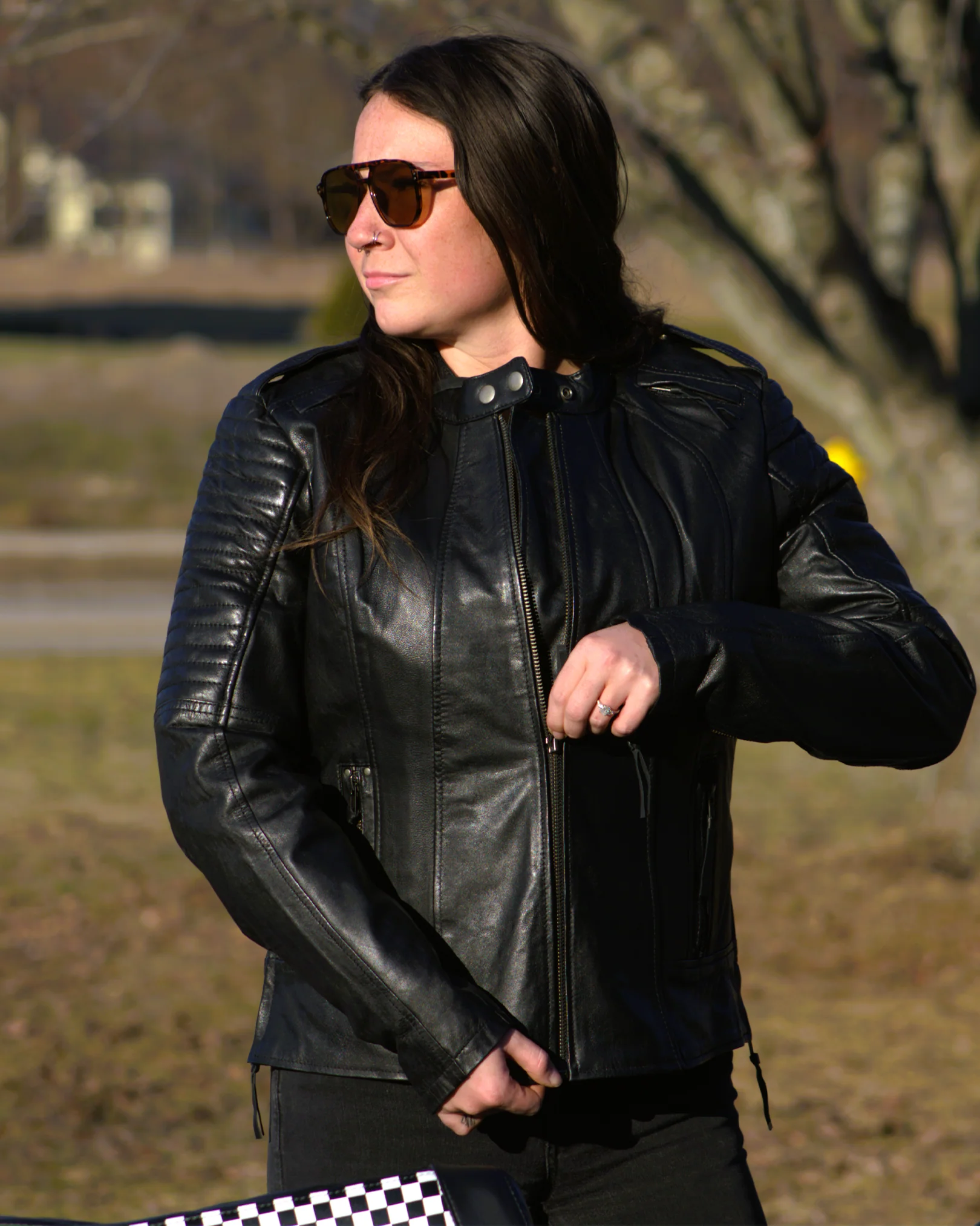 Biker - Women's Motorcycle Leather Jacket - Image 9