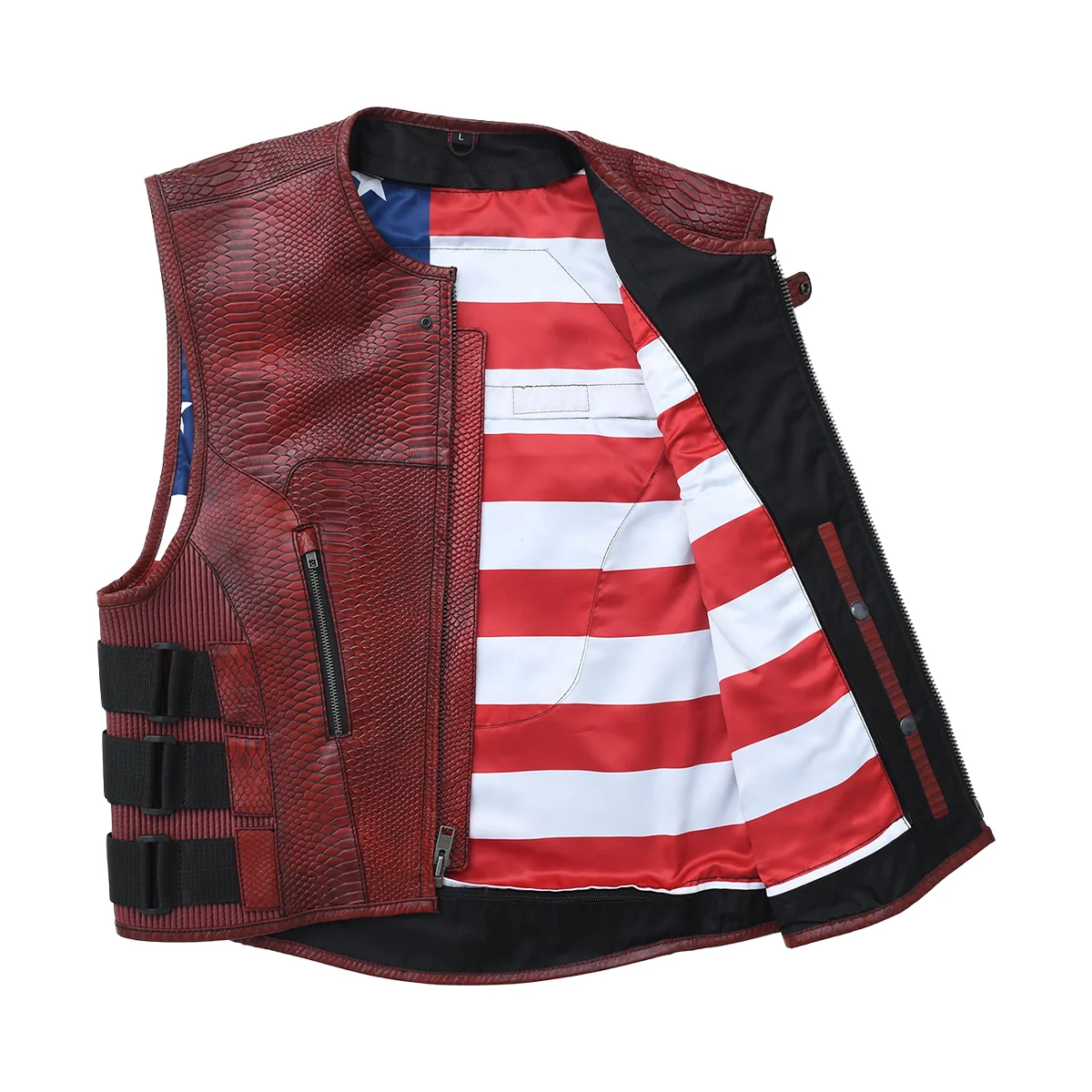 Bloodline - Men’s Red Dragon Leather Motorcycle Vest - Image 4