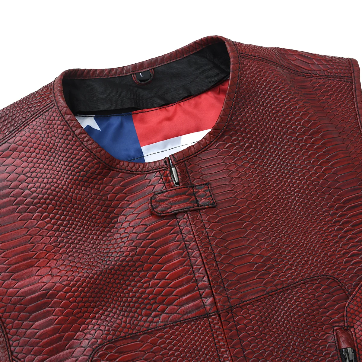 Bloodline - Men’s Red Dragon Leather Motorcycle Vest - Image 5