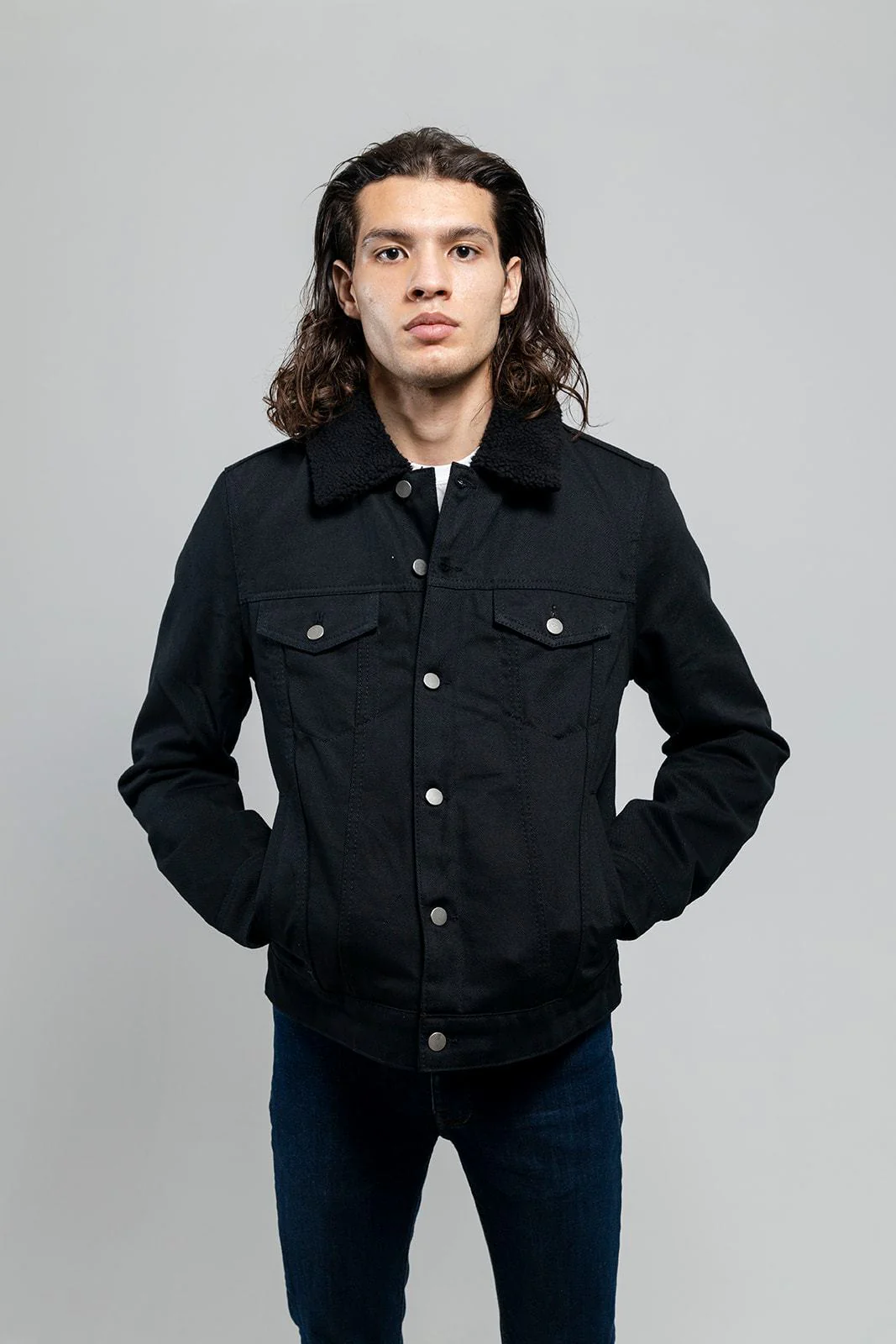 Cain Mens Faux Shearling Twill Jacket - Image 2