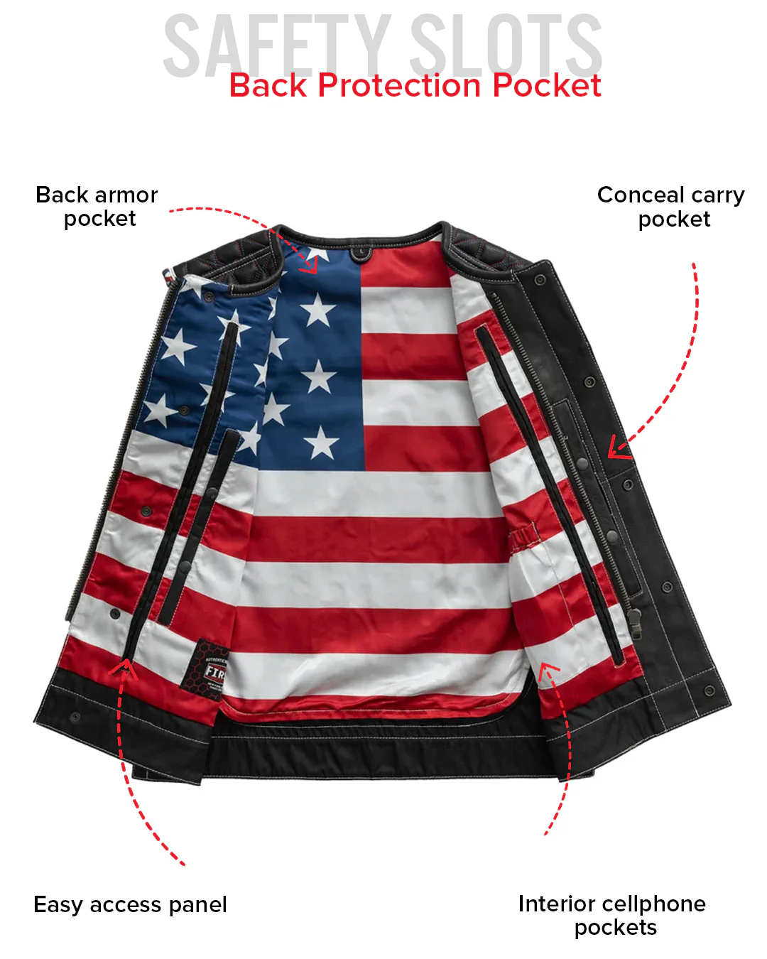 Captain Men's Motorcycle Leather Vest - Image 8