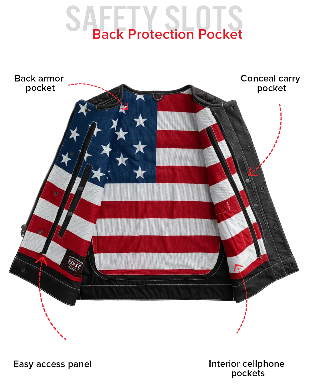 Captain Perforated Men's Motorcycle Leather Vest - Image 8