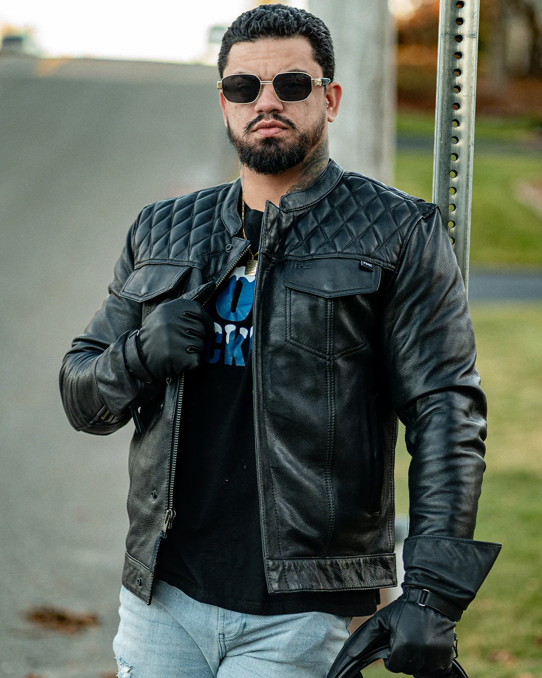 Cinder Men's Cafe Style Leather Jacket - Image 36