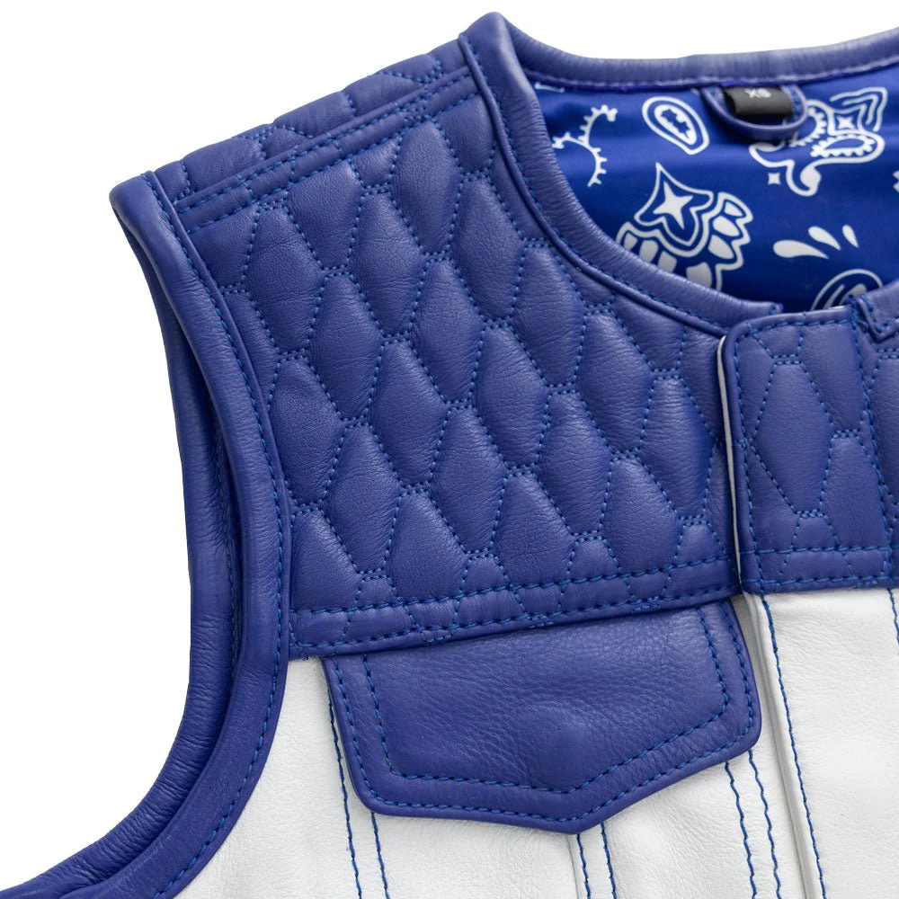 Cobalt -  Women's Motorcycle Leather Vest - Limited Edition - Image 4