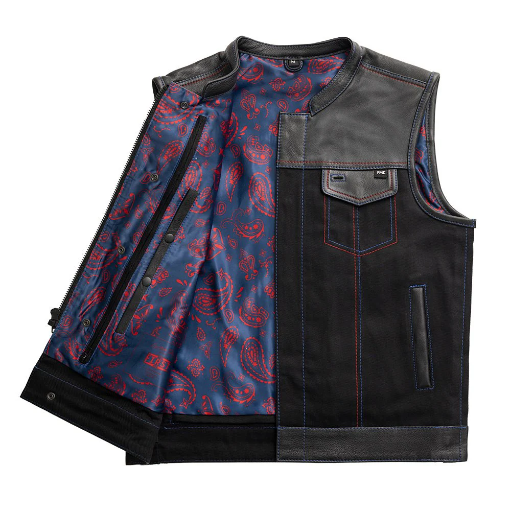 Colossus - Men's Leather/Twill Motorcycle Vest - Limited Edition - Image 3