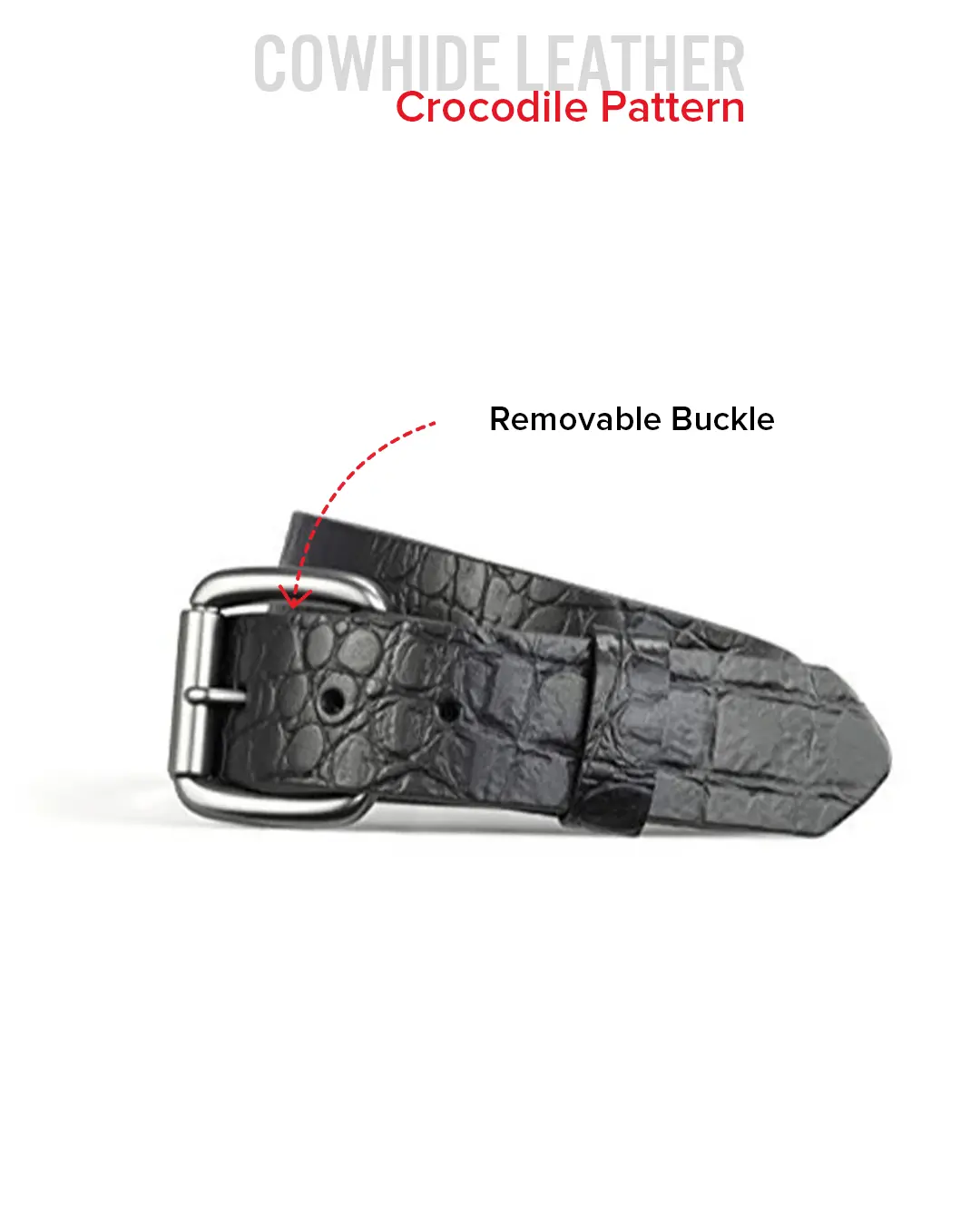 Crocodile Pattern Leather Belt - Image 3