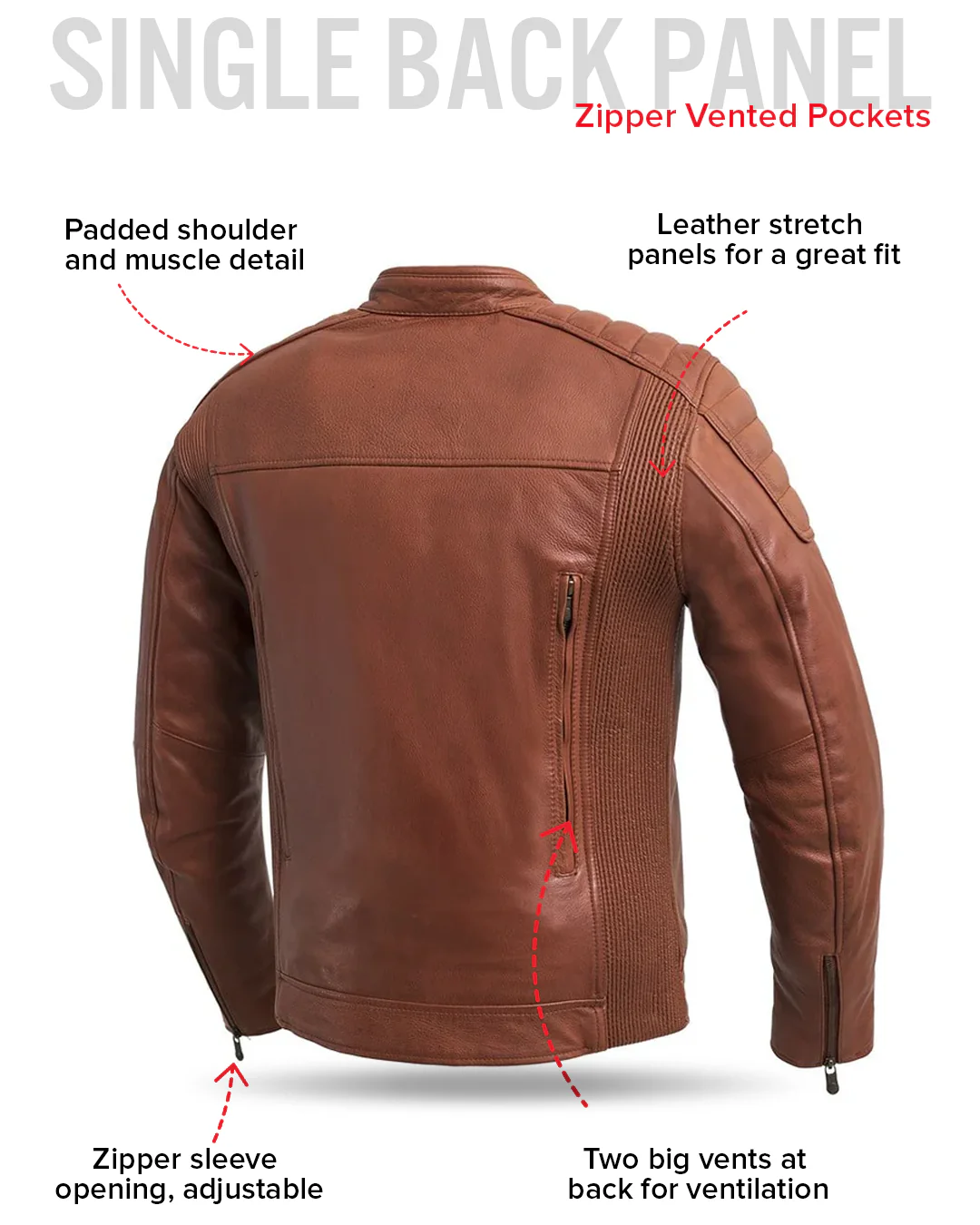 Crusader Men's Motorcycle Leather Jacket - Image 14