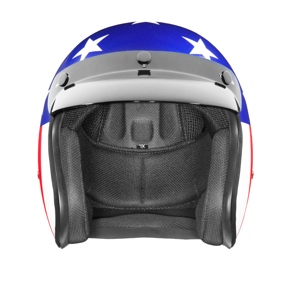DOT Approved Daytona Cruiser Open Face Motorcycle Helmet - Men, Women & Youth - With Visor & Graphics - W/ Captain America - Image 2