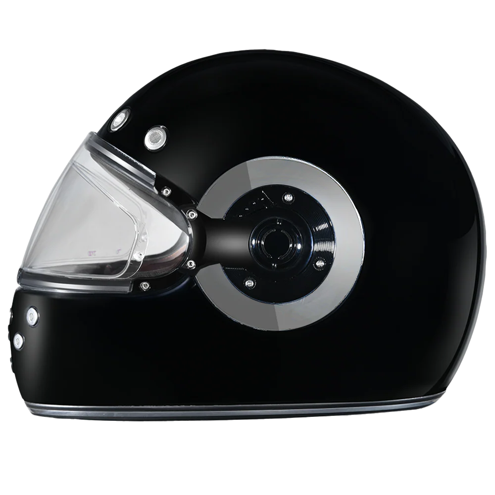 DOT Daytona Retro Full Face Motorcycle Helmet: Vintage Style for Men, Women, & Youth - Hi-Gloss Black w/ Chrome Accents - Image 2