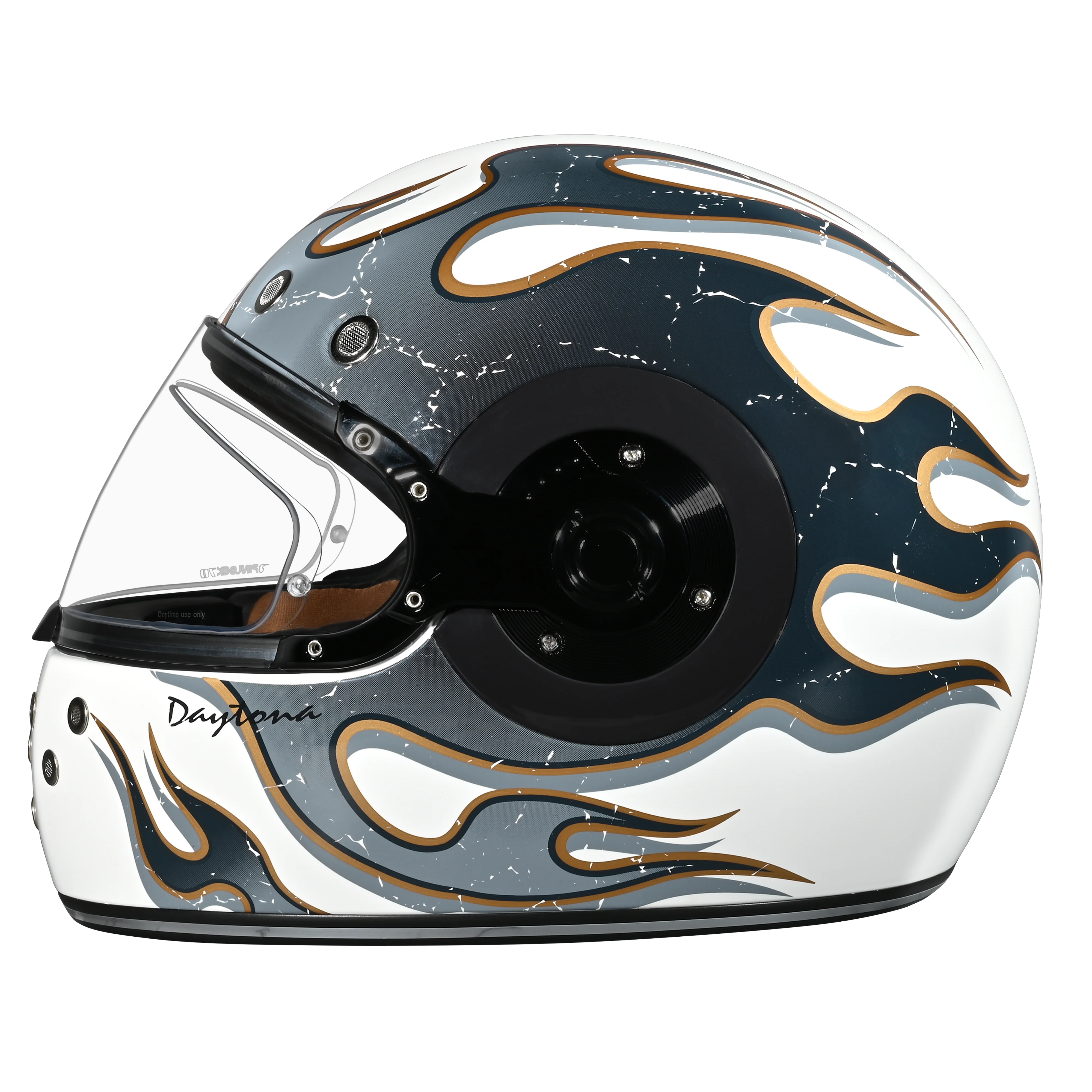 DOT Daytona Retro Full Face Motorcycle Helmet: Vintage Style for Men, Women, & Youth - W/ Flames - Image 2