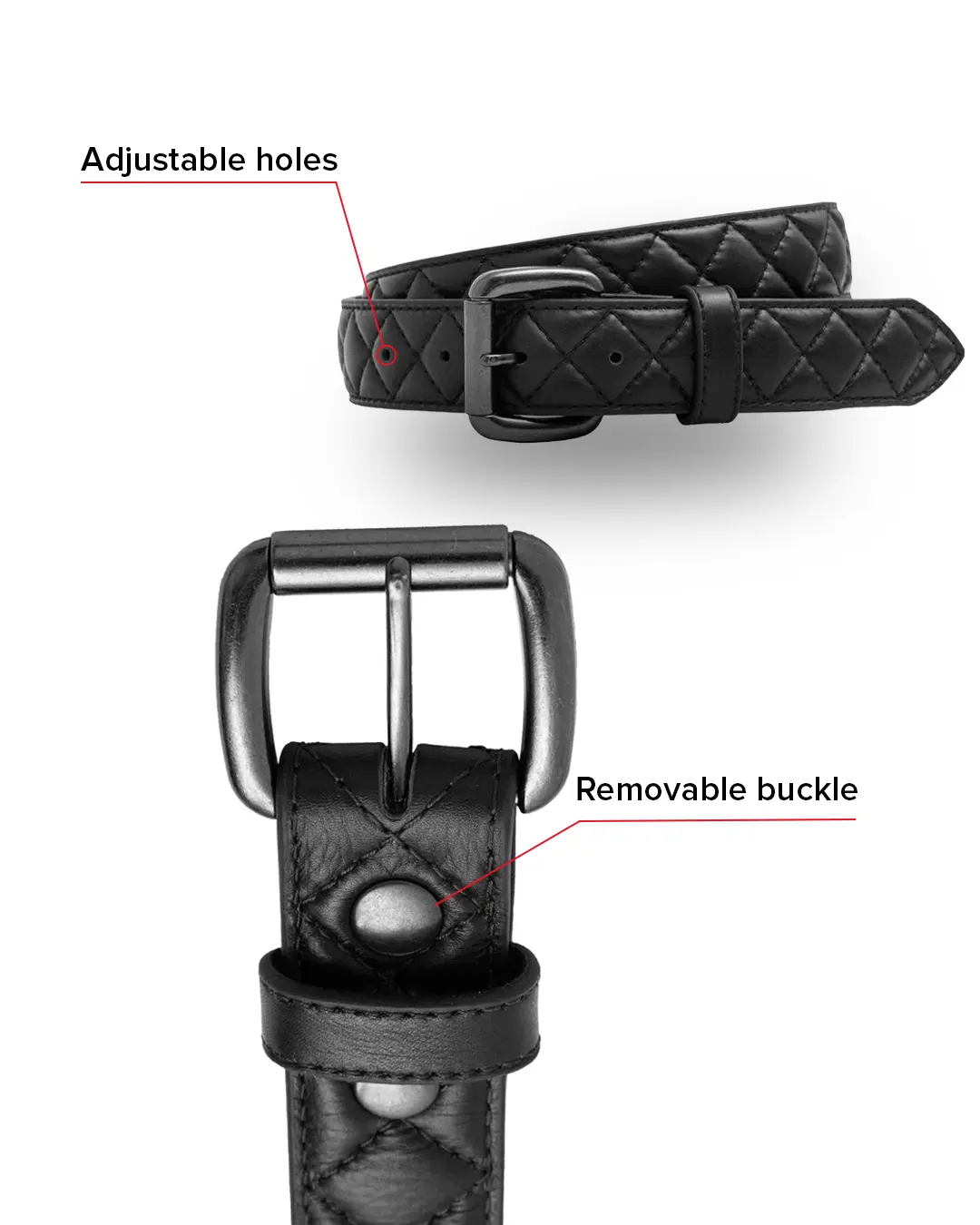 Diamond Quilted Leather Belt - Image 23