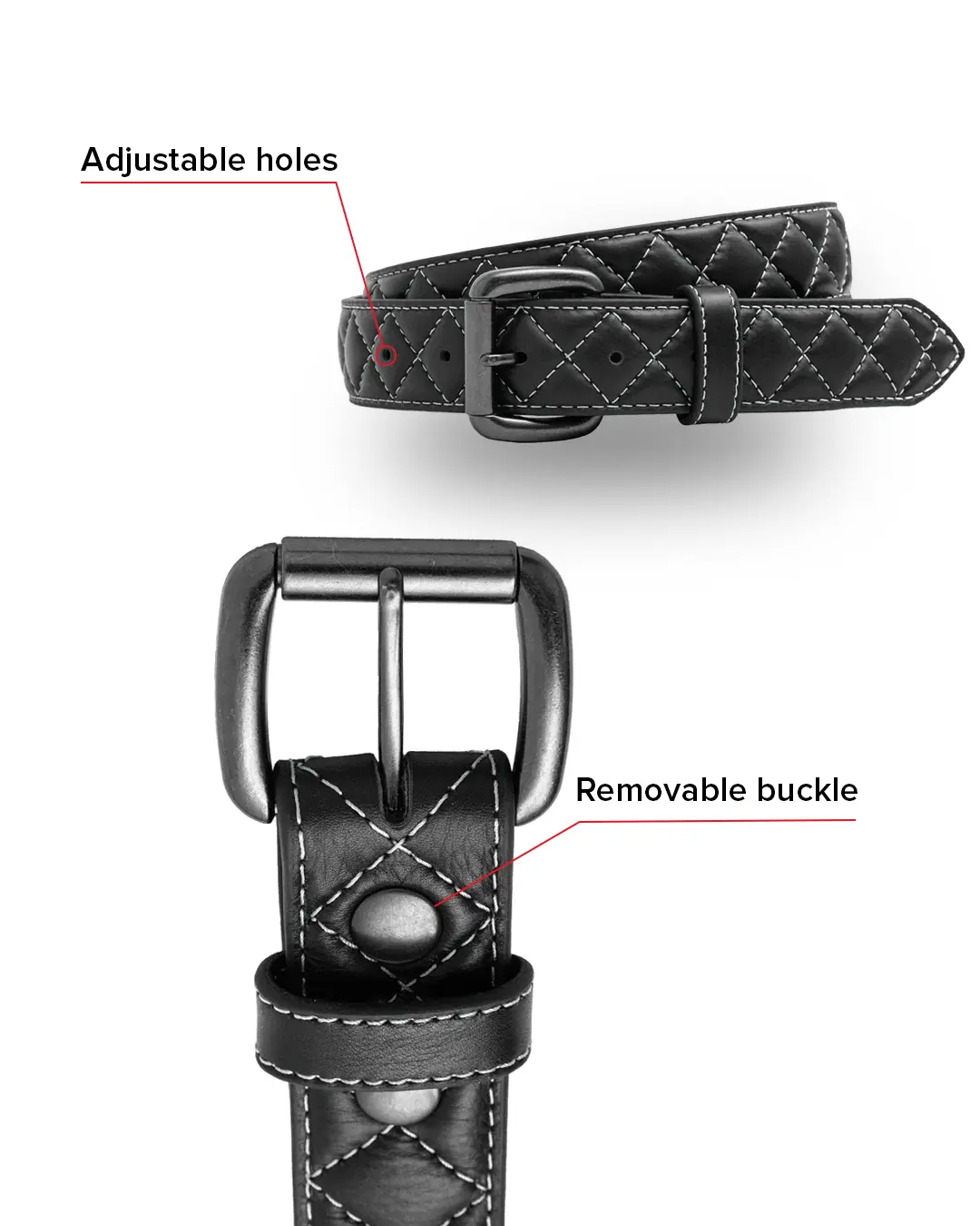 Diamond Quilted Leather Belt - Image 24
