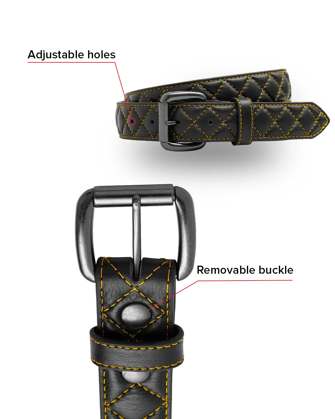 Diamond Quilted Leather Belt - Image 31