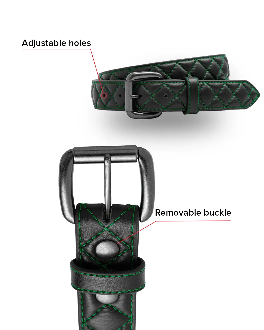 Diamond Quilted Leather Belt - Image 41