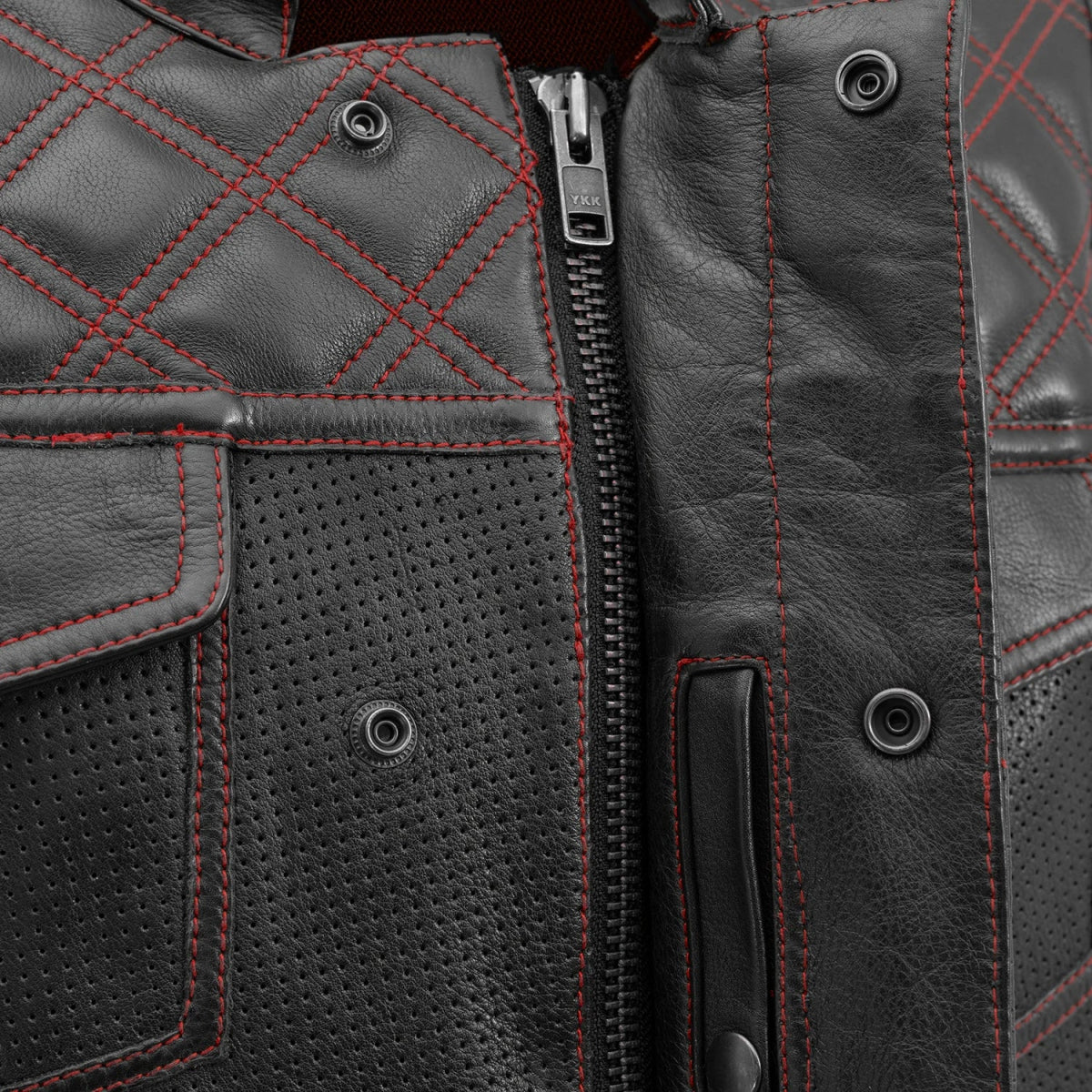 Downside Perforated Men's Motorcycle Leather Vest - Image 10
