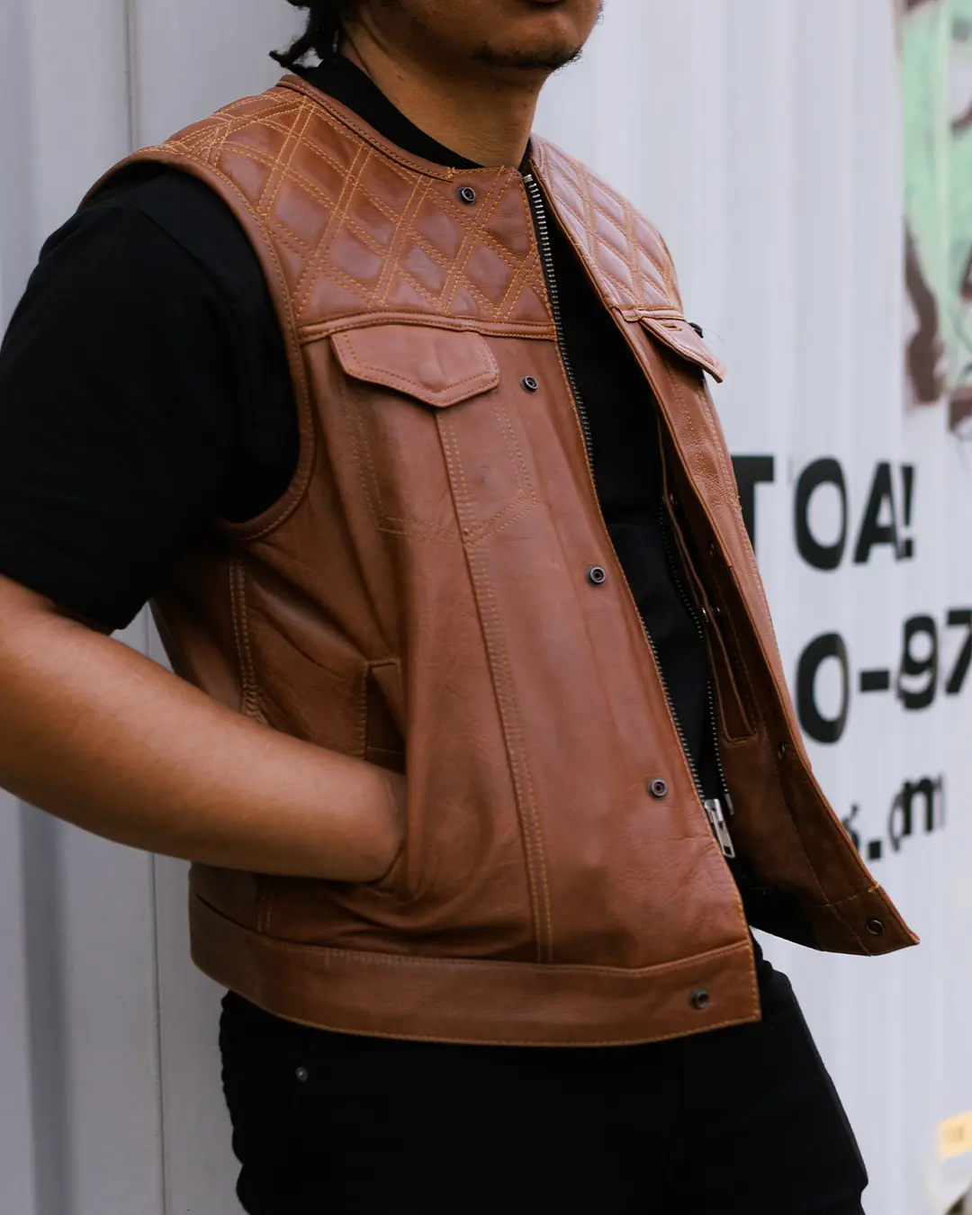 Dust Devil Men's Motorcycle Leather Vest (limited edition) - Image 10