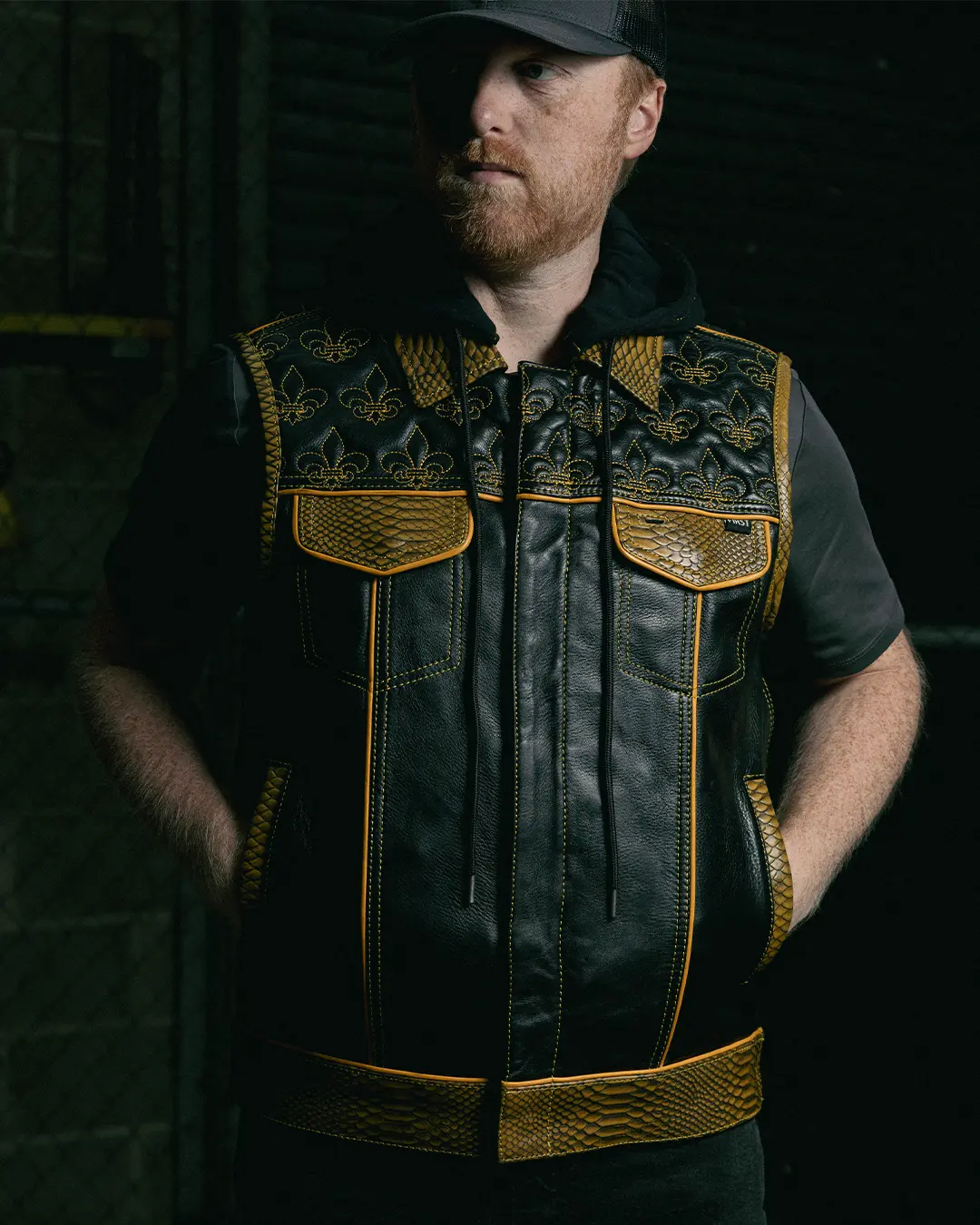 Dynasty Men's Club Style Leather Biker Vest - Image 12