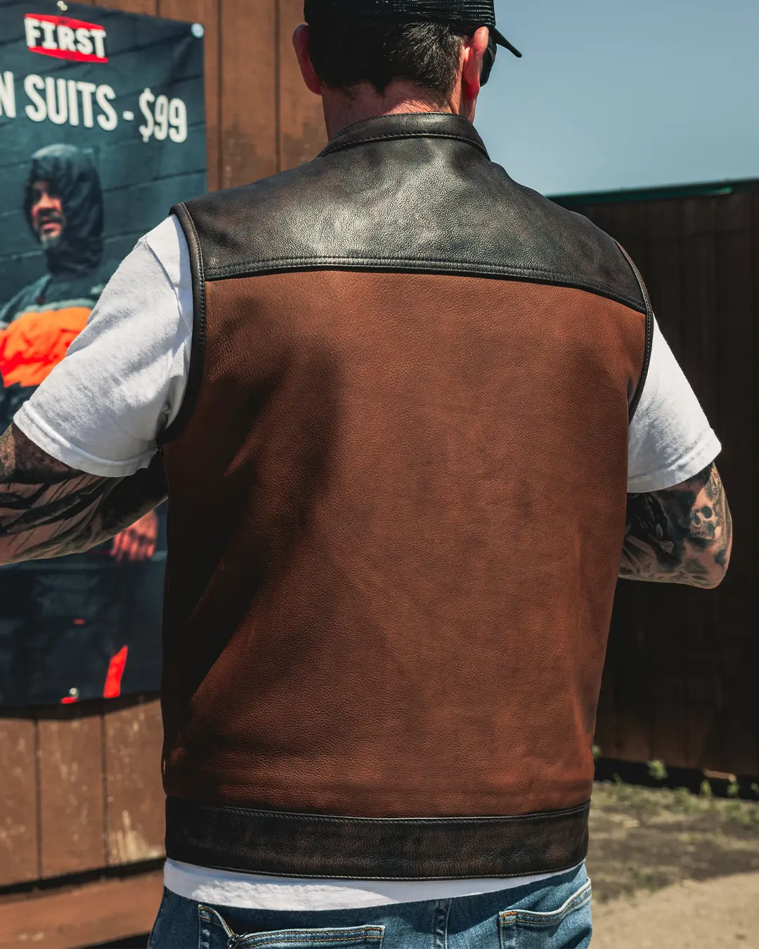 Gunner Men's Leather Motorcycle Vest (Limited Edition) - Image 5