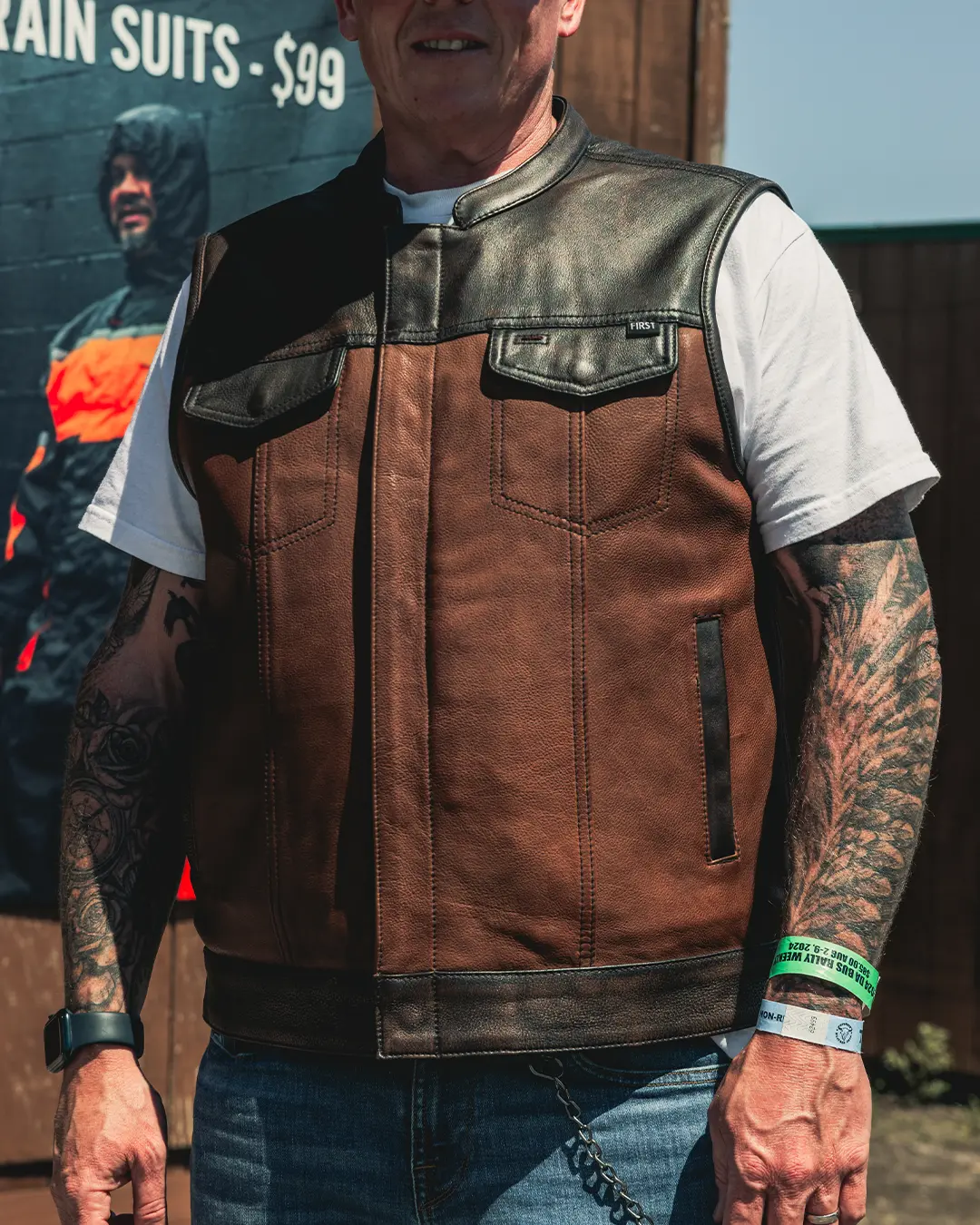 Gunner Men's Leather Motorcycle Vest (Limited Edition) - Image 7