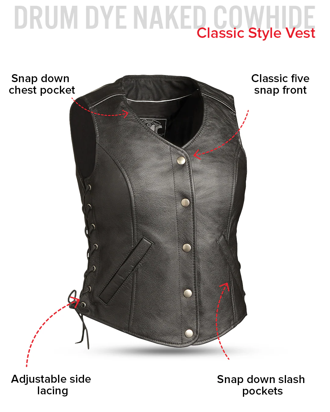 Honey Badger Women's Motorcycle Leather Vest - Image 6