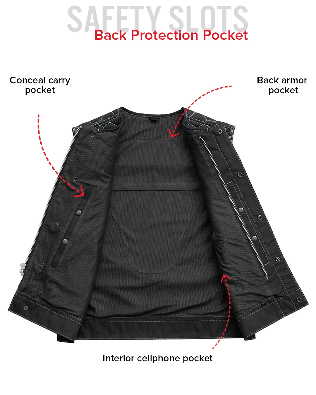 Hornet Moto Mesh Men's Club Style Vest - Image 27
