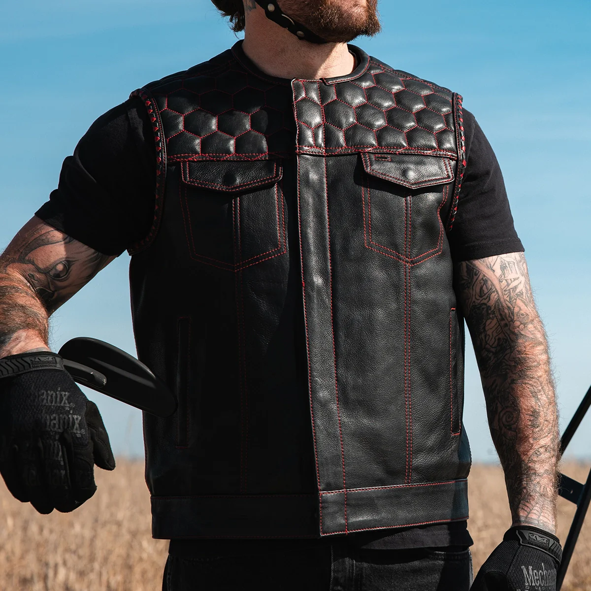 Hornet Men's Club Style Leather Vest - Image 23