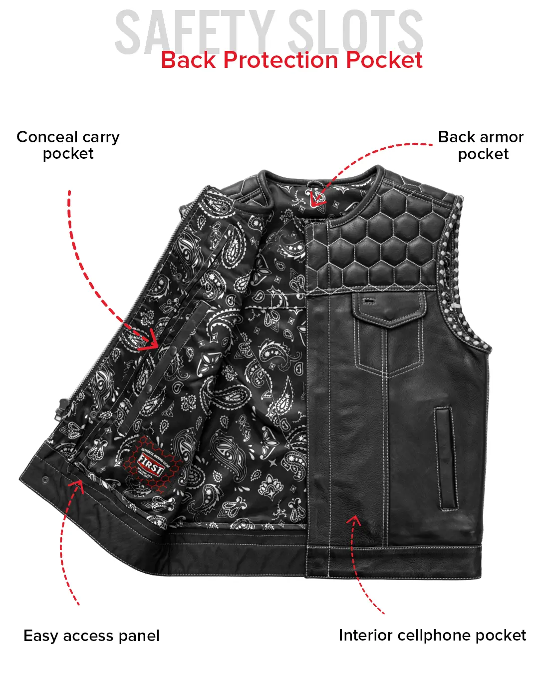 Hornet Men's Club Style Leather Vest - Image 27