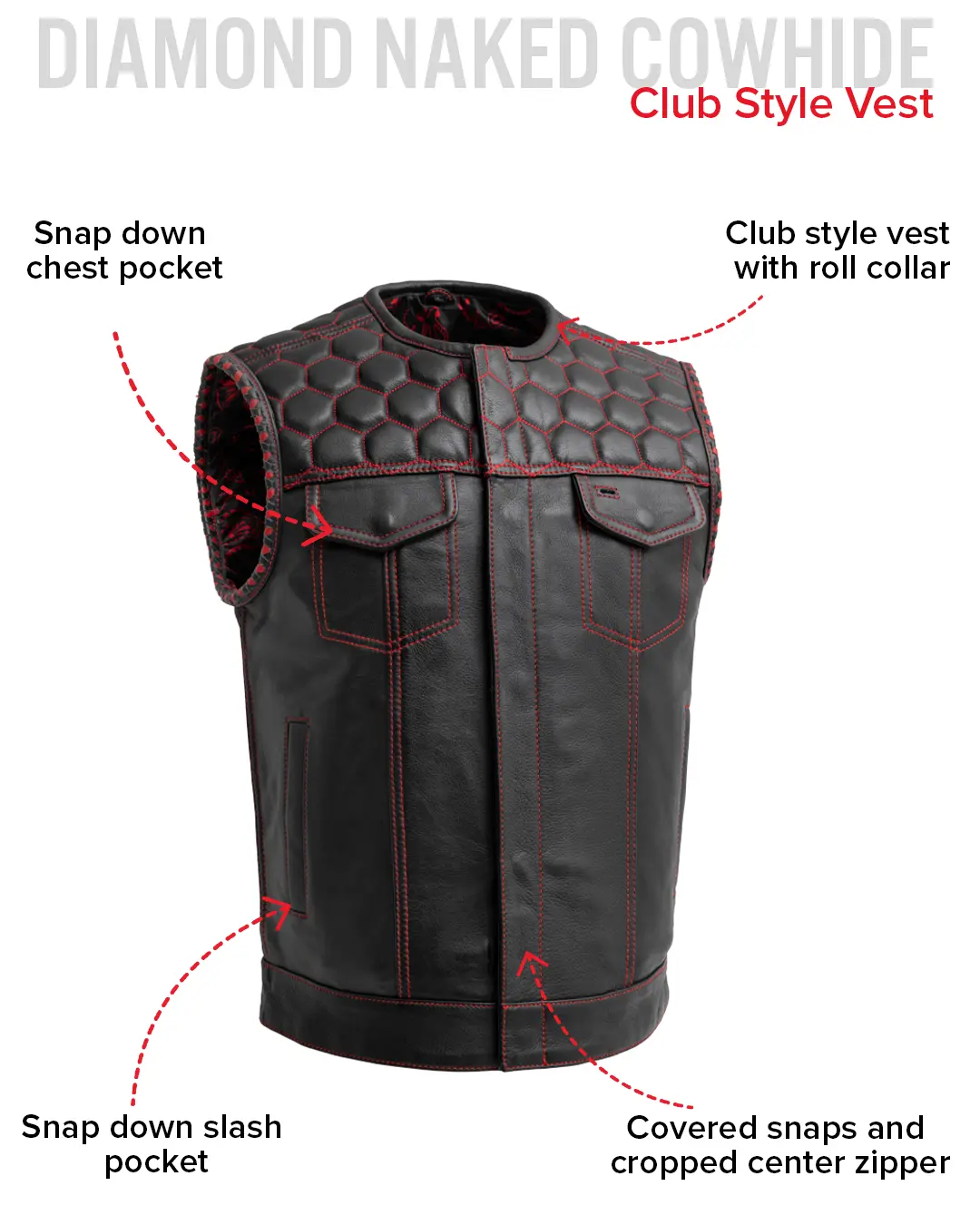 Hornet Men's Club Style Leather Vest - Image 28