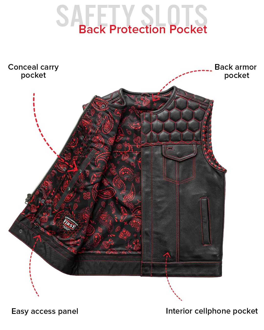 Hornet Men's Club Style Leather Vest - Image 29