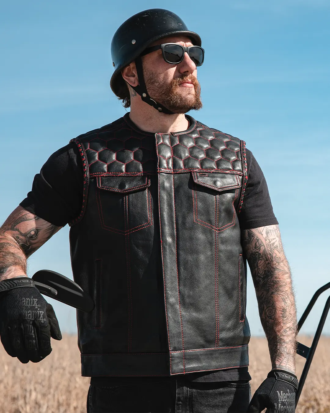 Hornet Men's Club Style Leather Vest - Image 36