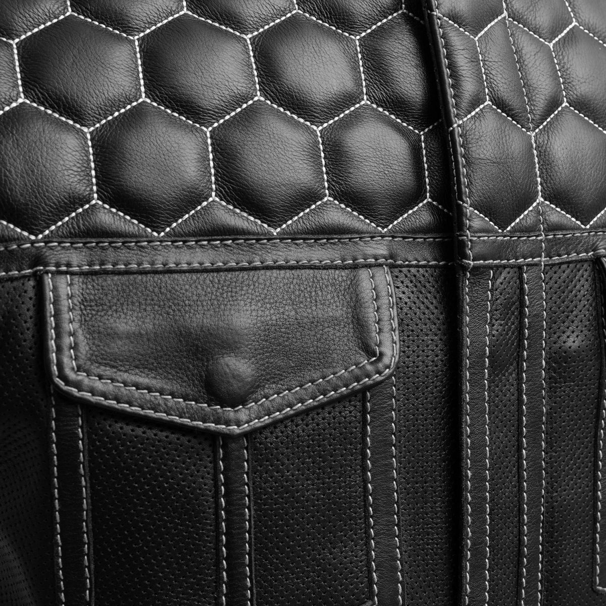 Hornet Perforated Men's Club Style Leather Vest - Image 3
