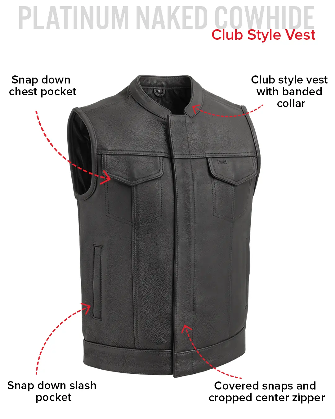 Hotshot Men's Motorcycle Leather Vest - Image 10
