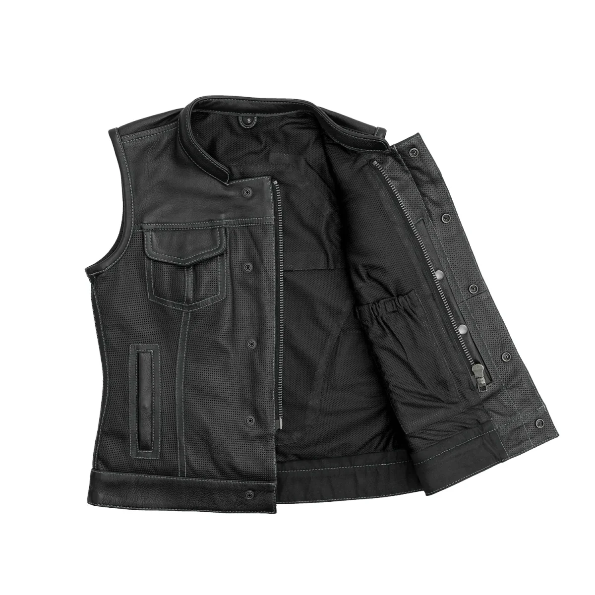 Jessica Perforated Women's Motorcycle Leather Vest - Image 10