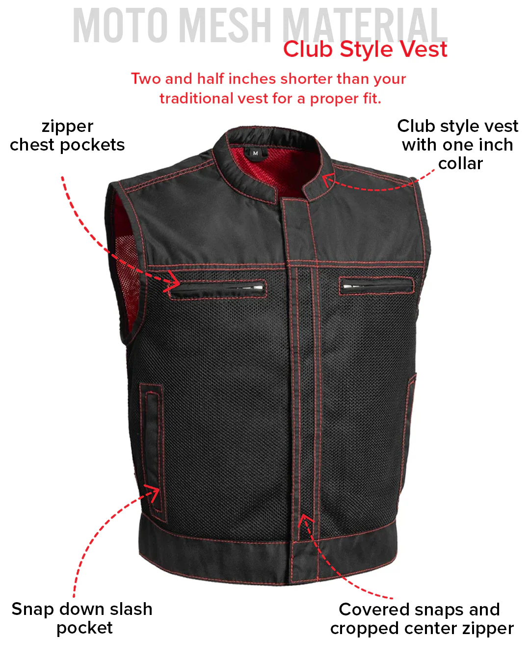 Lowrider Moto Mesh Men's Motorcycle Vest - Image 44