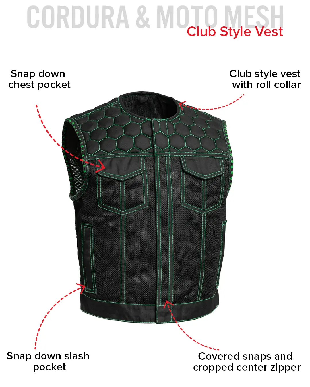 Lowside Hornet Moto Mesh Men's Club Style Vest - Image 33
