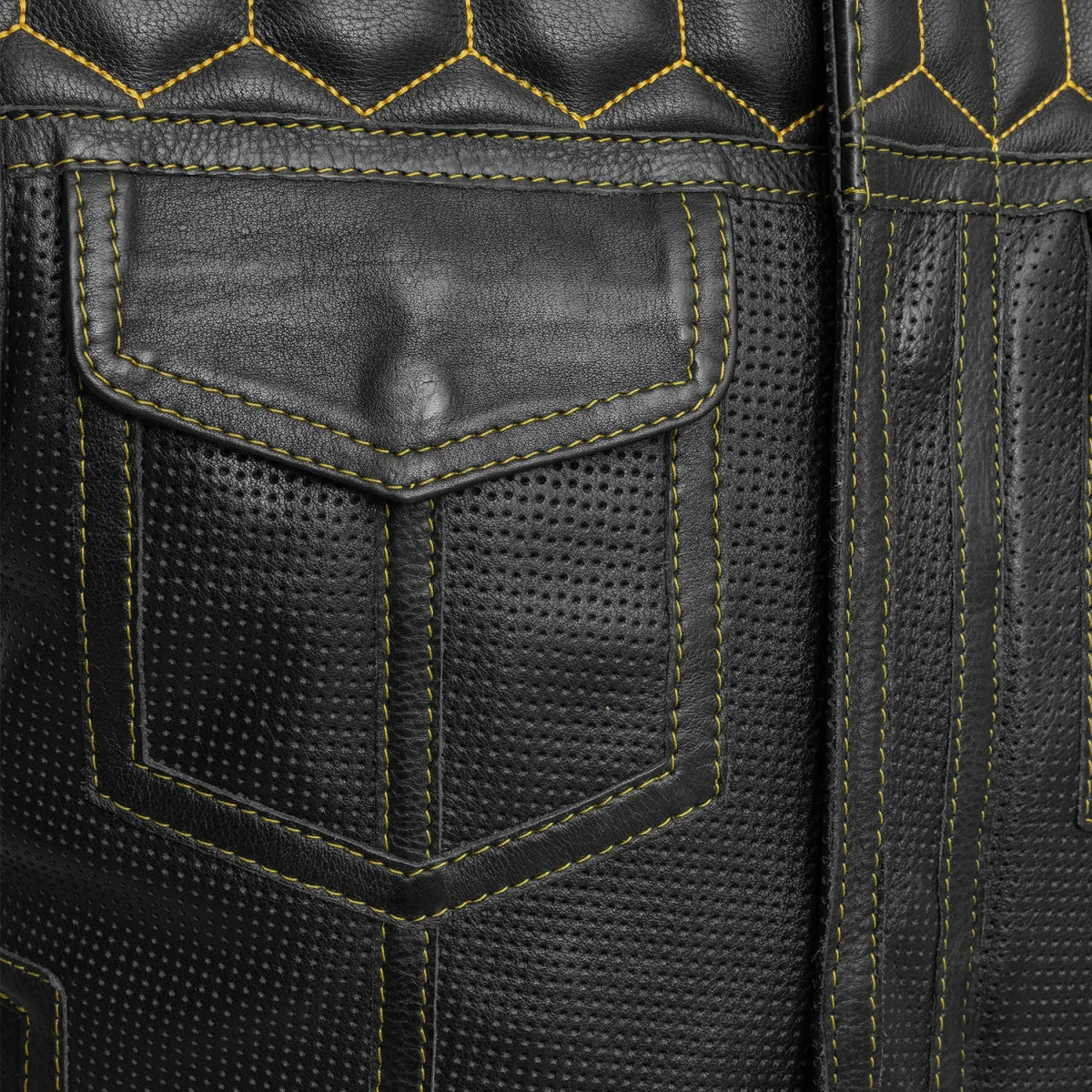 Lowside Hornet Perforated Men's Club Style Leather Vest - Image 4
