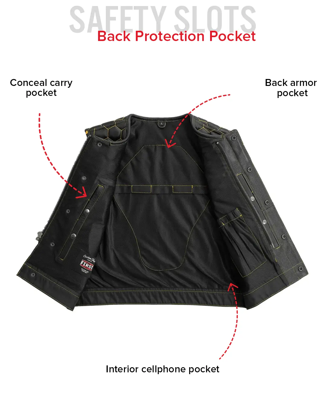 Lowside Hornet Perforated Men's Club Style Leather Vest - Image 6