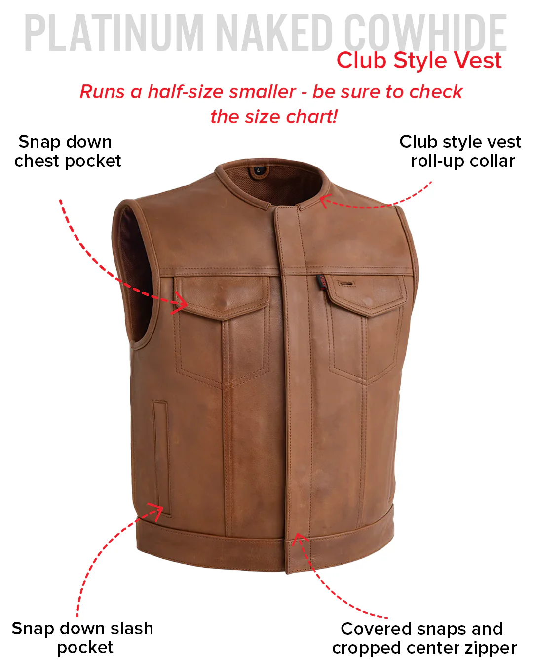 Lowside Men's Motorcycle Leather Vest - Image 14