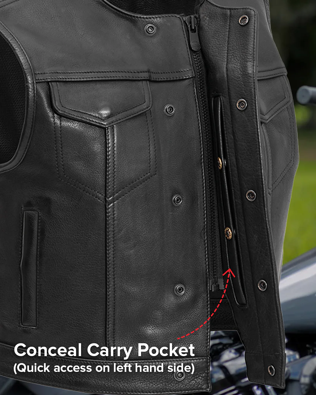 Lowside Men's Motorcycle Leather Vest - Image 9