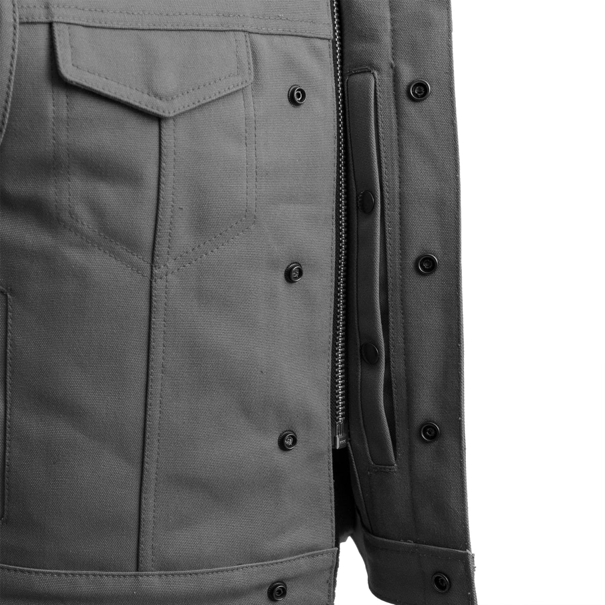 Lowside Grey Men's Motorcycle Canvas Vest - Image 5
