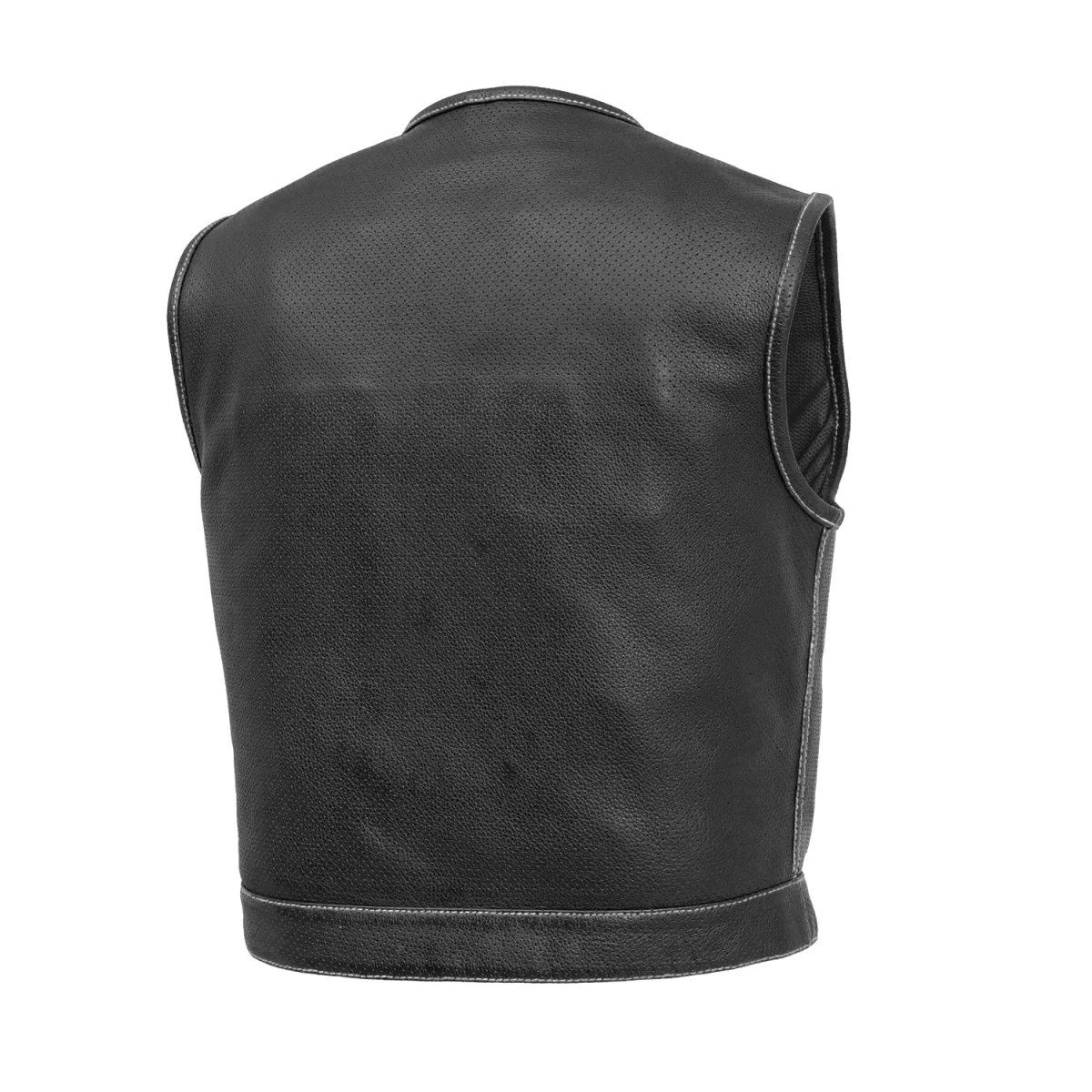 Lowside Men's Perforated Motorcycle Leather Vest - Image 11