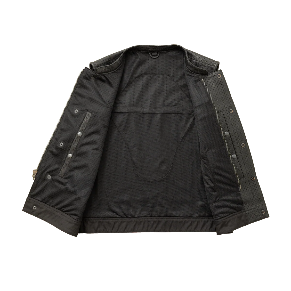 Lowside Men's Perforated Motorcycle Leather Vest - Image 13