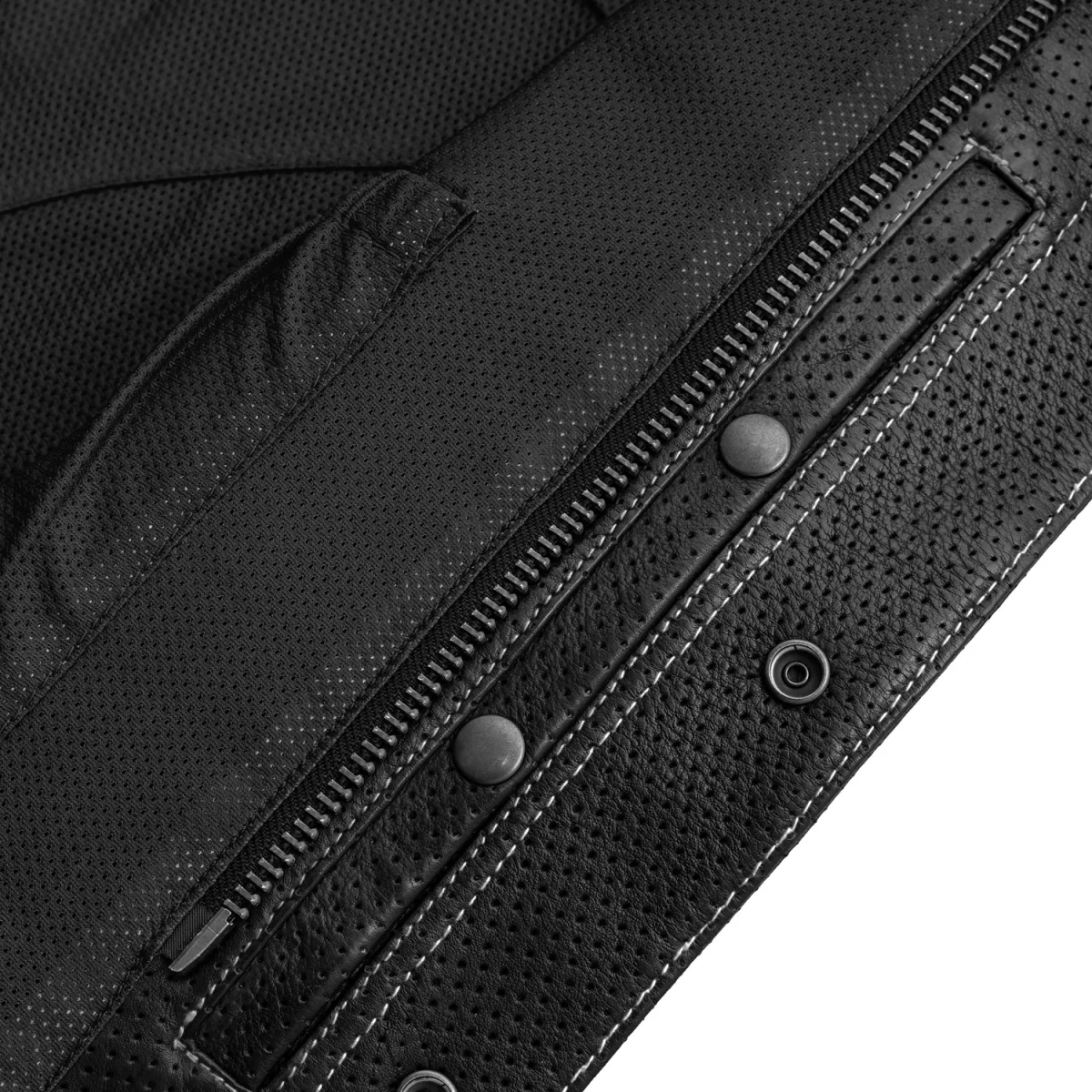 Lowside Men's Perforated Motorcycle Leather Vest - Image 14