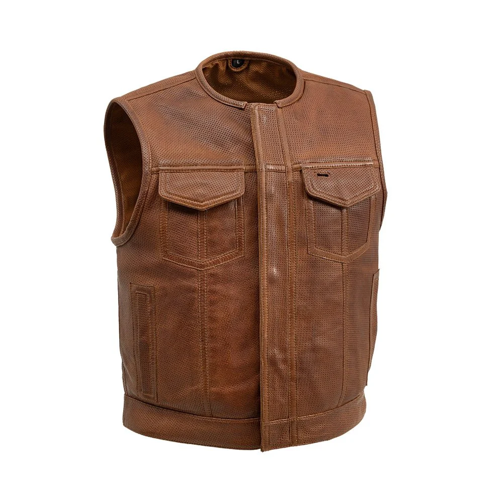 Lowside Men's Perforated Motorcycle Leather Vest - Image 18