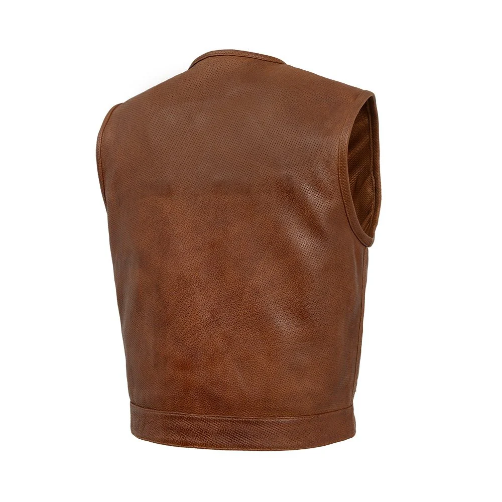 Lowside Men's Perforated Motorcycle Leather Vest - Image 19