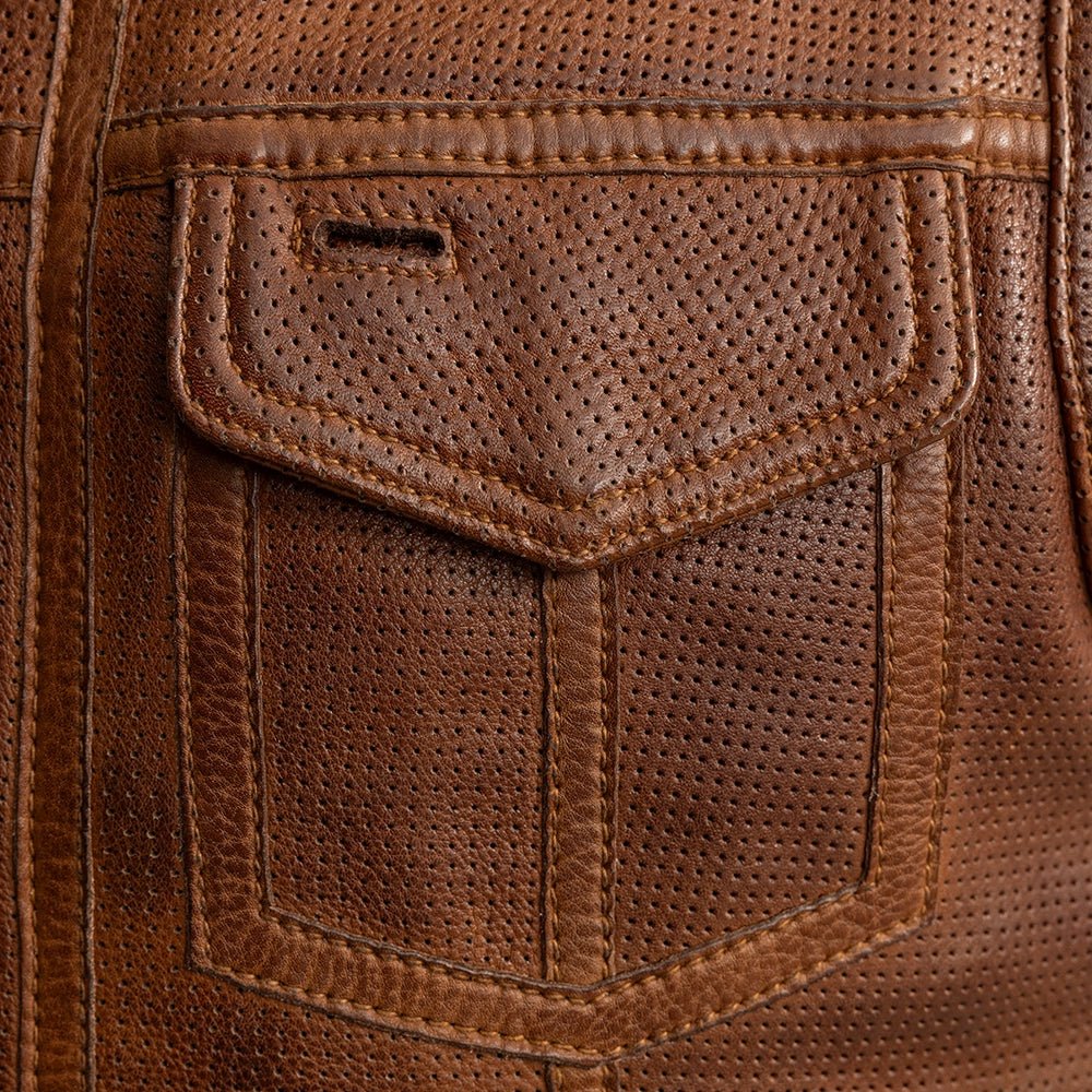 Lowside Men's Perforated Motorcycle Leather Vest - Image 20