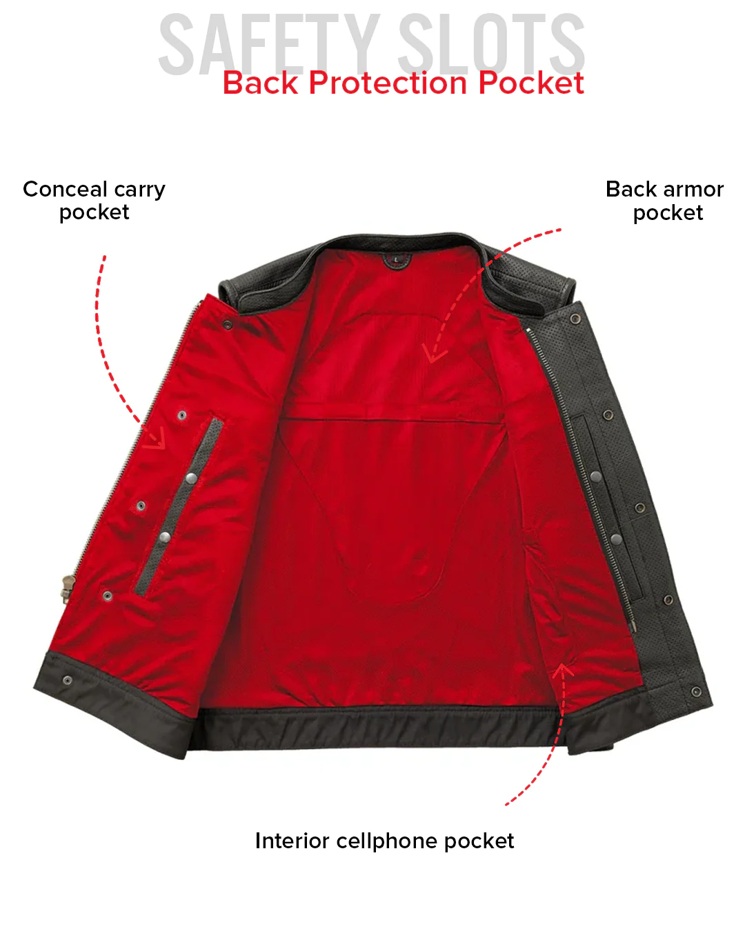 Lowside Men's Perforated Motorcycle Leather Vest - Image 27