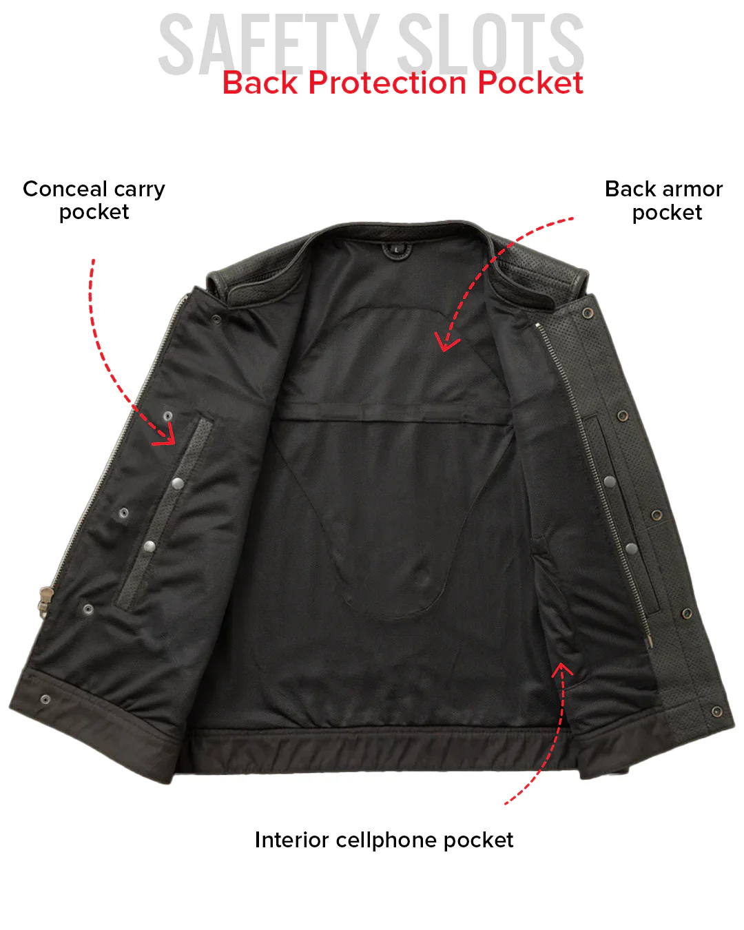 Lowside Men's Perforated Motorcycle Leather Vest - Image 30